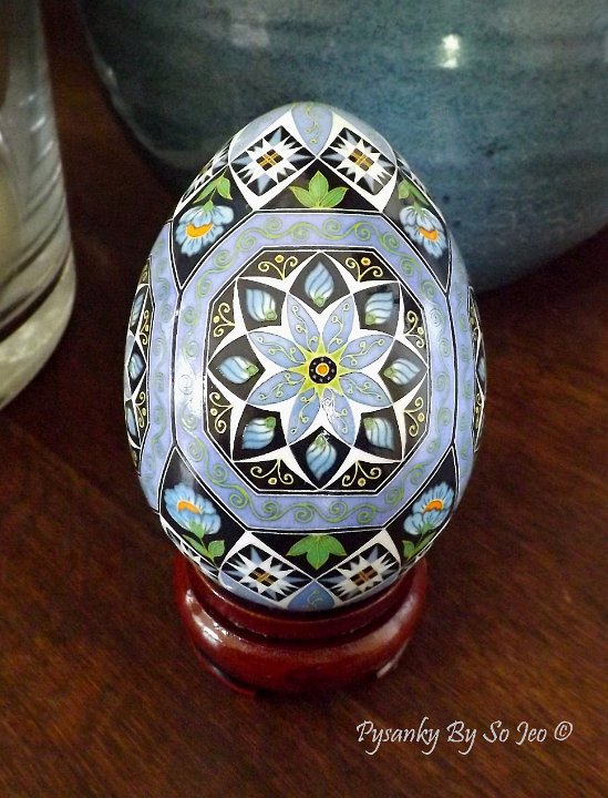 Blue Octagons Ukrainian Easter Egg Pysanky by So Jeo